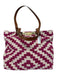 Patricia Nash Cream & Magenta Cotton Woven Leather Straps Toggle Closure Bag Cream & Magenta