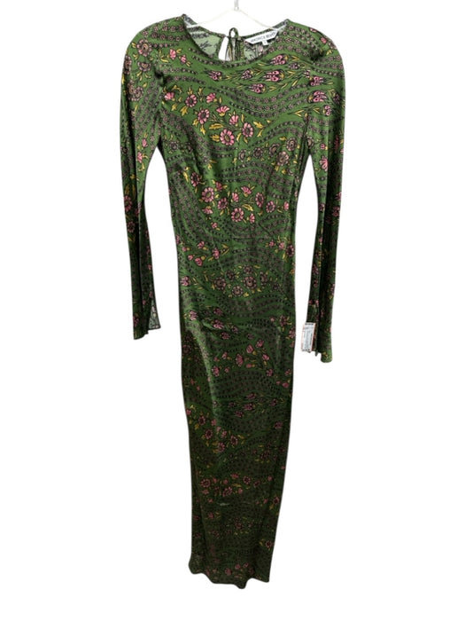 Veronica Beard Size 2 Green, Pink & Yellow Silk Blend Floral Tie Back Dress Green, Pink & Yellow / 2