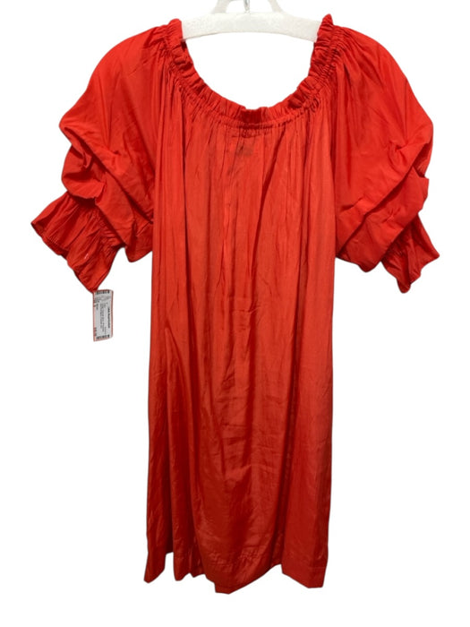 Mersea Size S Orange Polyester Blend Off Shoulder Short Puff Sleeve Mini Dress Orange / S