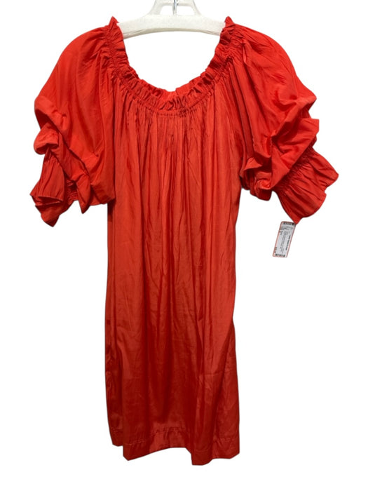 Mersea Size S Orange Polyester Blend Off Shoulder Short Puff Sleeve Mini Dress Orange / S