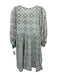 Dolma Size M Taupe Gray & Blue Cotton Abstract Print 3/4 puff sleeve Dress Taupe Gray & Blue / M