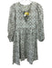 Dolma Size M Taupe Gray & Blue Cotton Abstract Print 3/4 puff sleeve Dress Taupe Gray & Blue / M