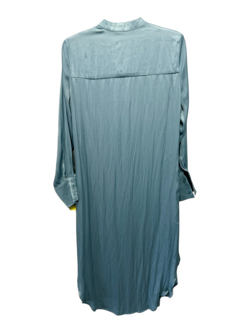 Deluc Size S Light Blue Polyester Satin Long Cuff Sleeve Button Front Midi Dress Light Blue / S