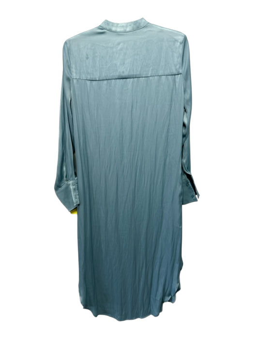Deluc Size S Light Blue Polyester Satin Long Cuff Sleeve Button Front Midi Dress Light Blue / S
