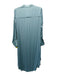 Deluc Size S Light Blue Polyester Satin Long Cuff Sleeve Button Front Midi Dress Light Blue / S