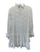 KLEID Size XS White Eyelet Lace Long Puff Sleeve Ruffle Tie Neck Dress White / XS