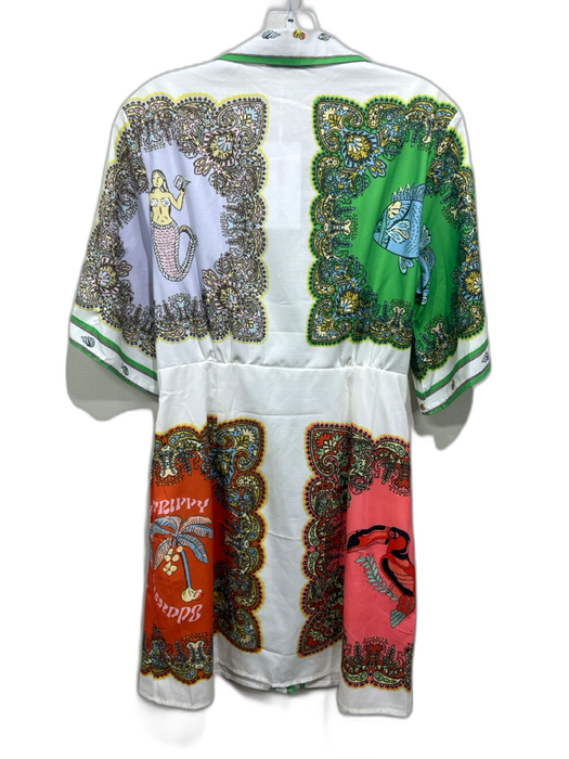 Kendall Lane Size XS White & Multi Linen & Polyester Paisley Print Mermaid Dress White & Multi / XS