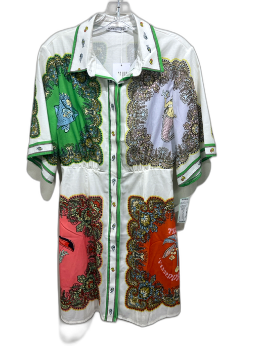 Kendall Lane Size XS White & Multi Linen & Polyester Paisley Print Mermaid Dress White & Multi / XS