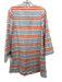 Olivia by Livro Size XS Blue, Orange & White Linen Striped Long Sleeve Dress Blue, Orange & White / XS