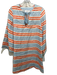 Olivia by Livro Size XS Blue, Orange & White Linen Striped Long Sleeve Dress Blue, Orange & White / XS
