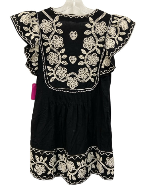 Sea New York Size S Black & White Cotton & Linen Cap Sleeve V Neck Mini Dress Black & White / S
