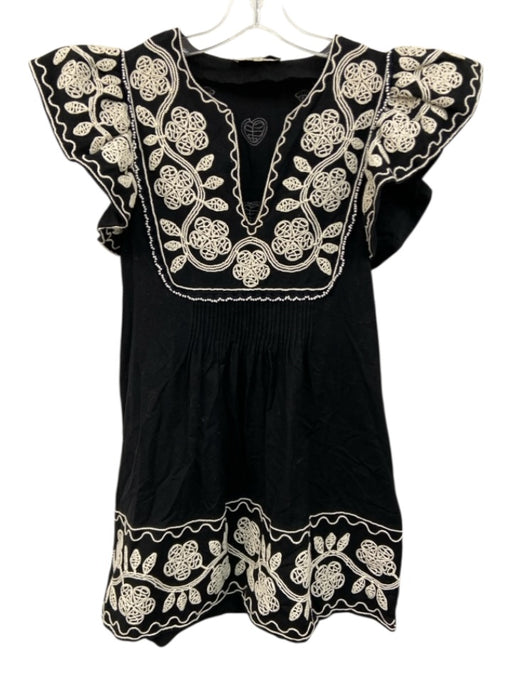 Sea New York Size S Black & White Cotton & Linen Cap Sleeve V Neck Mini Dress Black & White / S