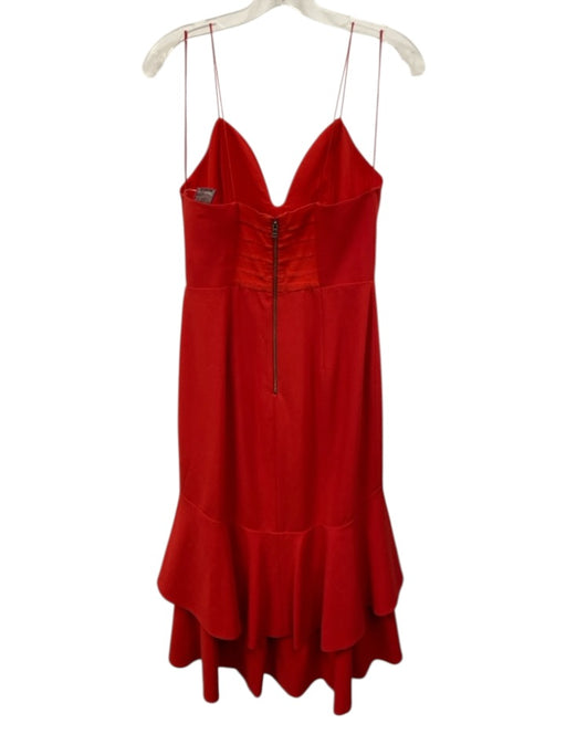 Alice & Olivia Size 6 Red Polyester Spaghetti Strap Tiered Midi High Low Dress Red / 6