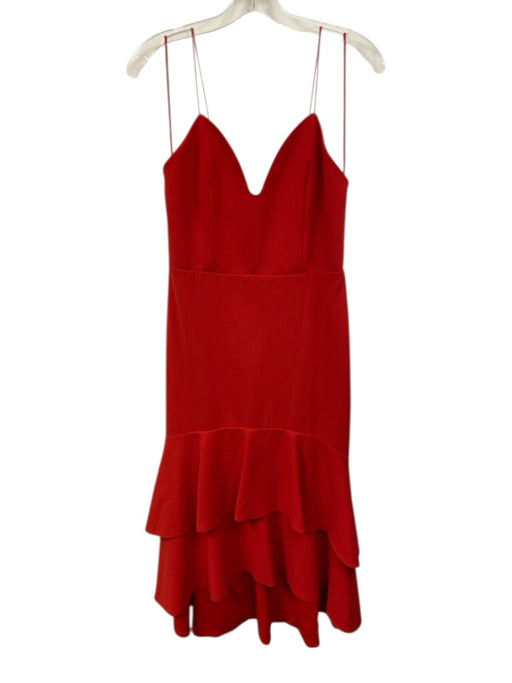 Alice & Olivia Size 6 Red Polyester Spaghetti Strap Tiered Midi High Low Dress Red / 6