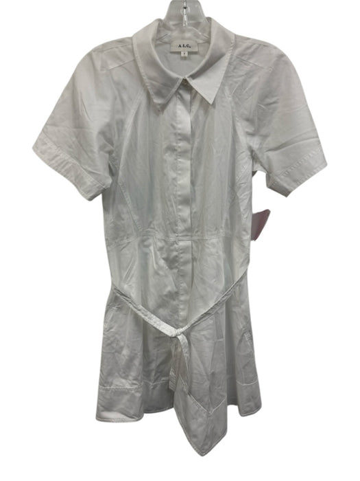 A.L.C. Size 0 White Cotton Half Sleeve Collar Button Up Mini Dress White / 0
