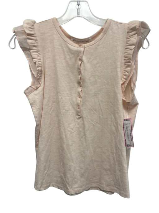 Melissa Nepton Size M Peach Pink Flutter Cap sleeve Heathered Half Button Top Peach Pink / M