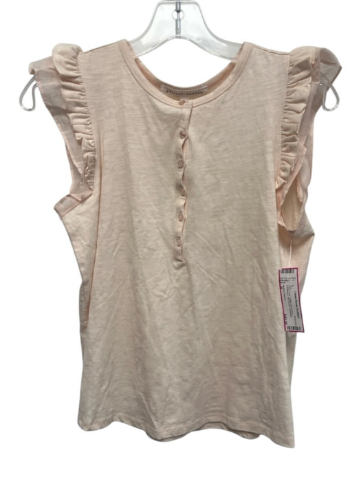 Melissa Nepton Size M Peach Pink Flutter Cap sleeve Heathered Half Button Top Peach Pink / M