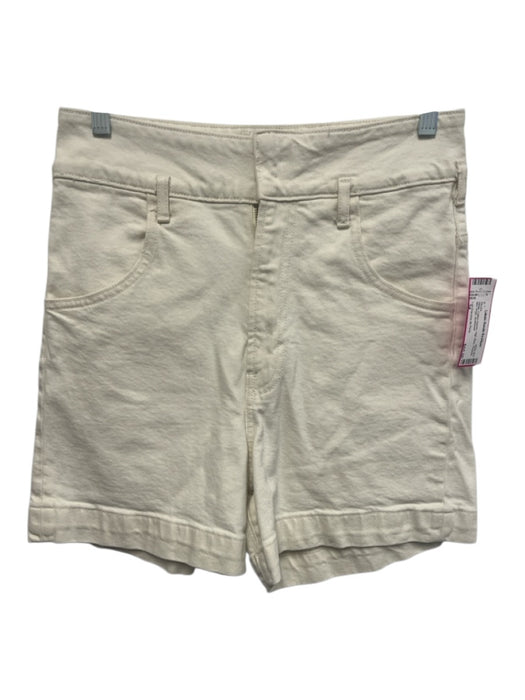Les Coyotes de Paris Size 34 White Cotton Denim High Rise Pockets Shorts White / 34