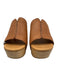 Kork-Ease Shoe Size 7 Beige & Brown Leather Wood Base Brass Studs Clog Mules Beige & Brown / 7