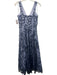 Eliza J Size 4 Navy & Periwinkle Polyester Sleeveless Floral Lace Overlay Gown Navy & Periwinkle / 4