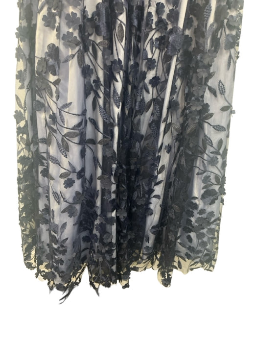 Eliza J Size 4 Navy & Periwinkle Polyester Sleeveless Floral Lace Overlay Gown Navy & Periwinkle / 4