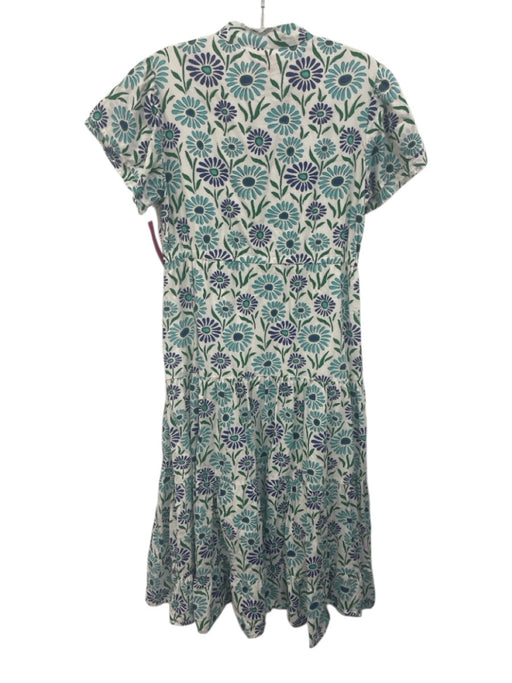 Victoria Dunn Size Small Blue, Green, White Cotton Short Sleeve Floral Dress Blue, Green, White / Small