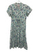 Victoria Dunn Size Small Blue, Green, White Cotton Short Sleeve Floral Dress Blue, Green, White / Small