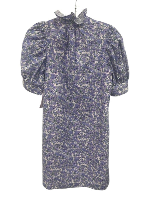Hyacinth House Size XXS Purple, Green, White Short Puff Sleeve Floral Dress Purple, Green, White / XXS