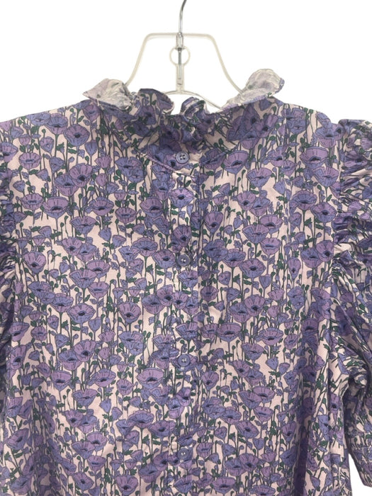Hyacinth House Size XXS Purple, Green, White Short Puff Sleeve Floral Dress Purple, Green, White / XXS