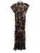 Sabina Musayev Size XS Black, Purple, Cream Polyester Button Detail Floral Dress Black, Purple, Cream / XS