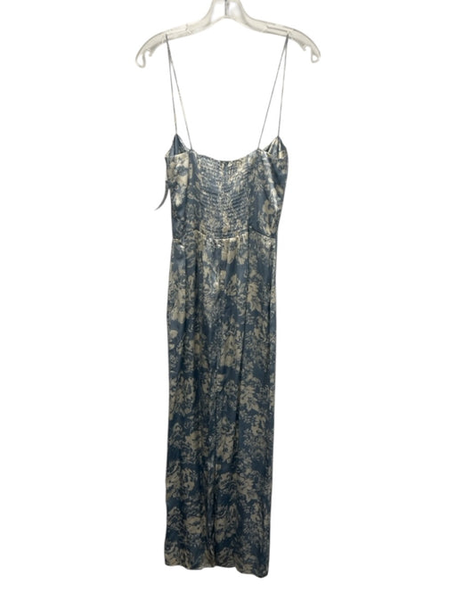 Reformation Size 6 Blue & White Silk Floral Cowl neck Maxi Dress Blue & White / 6
