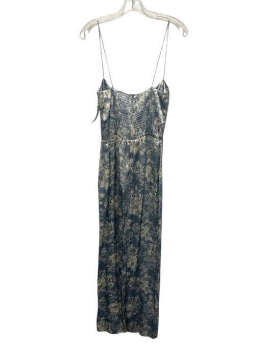 Reformation Size 6 Blue & White Silk Floral Cowl neck Maxi Dress Blue & White / 6