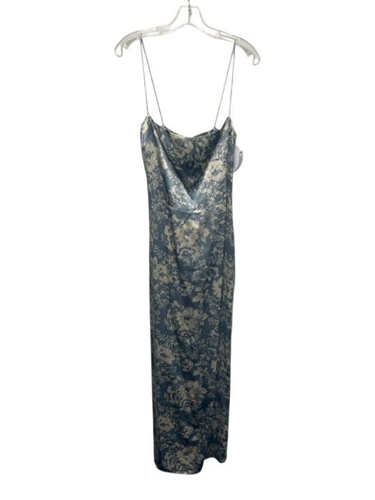 Reformation Size 6 Blue & White Silk Floral Cowl neck Maxi Dress Blue & White / 6