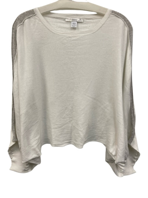 Subtle Luxury Size One Size White & Gray Cotton Blend Knit Side Stripe Top White & Gray / One Size