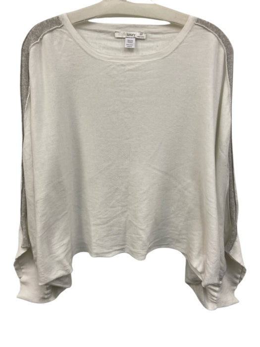 Subtle Luxury Size One Size White & Gray Cotton Blend Knit Side Stripe Top White & Gray / One Size