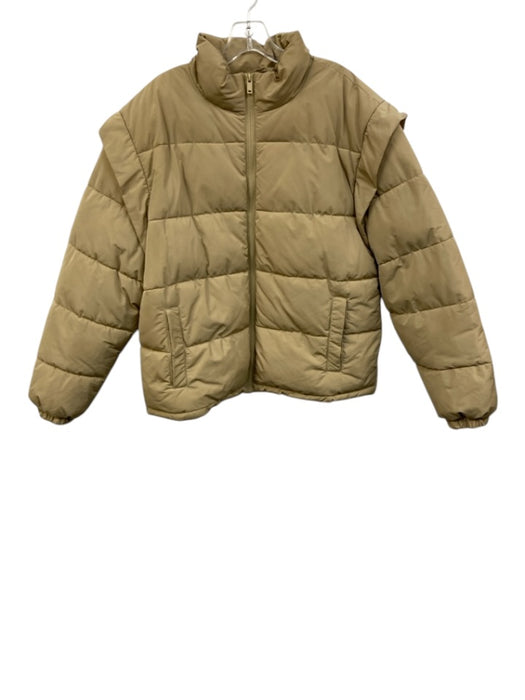 WeWoreWhat Size M Khaki Beige Polyester Removable Sleeves Zip Front Jacket Khaki Beige / M