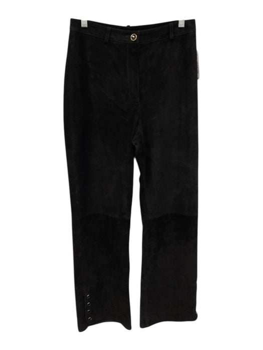 St. John Couture Size 2 Black Lamb Suede High Rise Ankle Button Detail Pants Black / 2