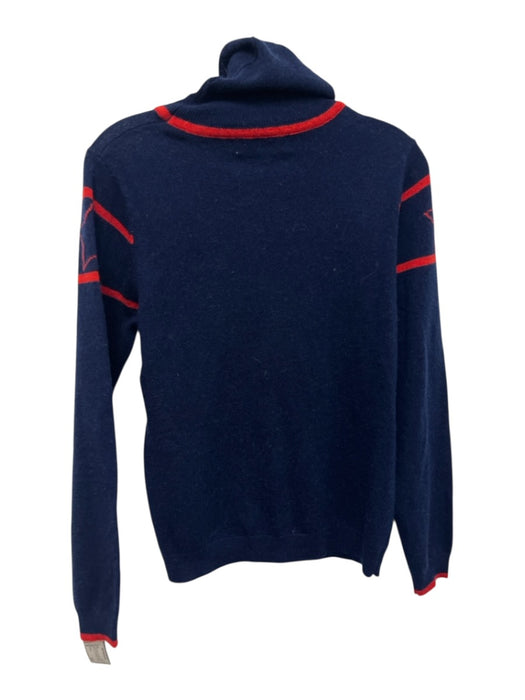 Scott & Scott Size M Navy Blue & Red Merino Wool & Cashmere Knit Slogan Sweater Navy Blue & Red / M