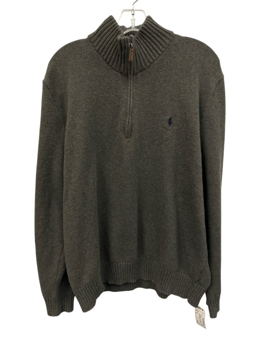 Polo Size XL Gray Cotton Solid Quarter Zip Men's Sweater Gray / XL
