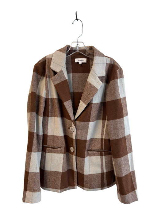 Splendid Size L Brown No Fabric Tag Button Up Plaid Lapel Jacket Brown / L