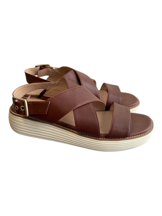 Cole Haan Shoe Size 9 Brown Manmade Material Open Square Toe Strappy Shoes Brown / 9