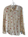 Madewell Size L Beige & Multi 100% Silk Long Sleeve Floral Print Collapsible Top Beige & Multi / L