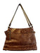 Patricia Nash Brown Leather metalic Floral Print Zip closure Bag Brown / M