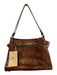 Patricia Nash Brown Leather metalic Floral Print Zip closure Bag Brown / M