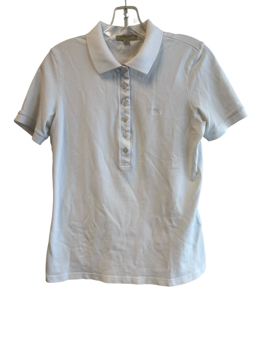 Burberry Size M White Cotton Short Sleeve Collar 3/4 Button Top White / M