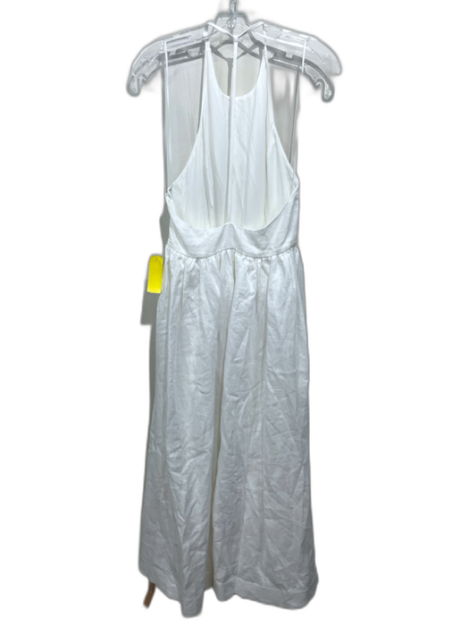 Reformation Size 6 White Linen High Neck T Back Midi Dress White / 6