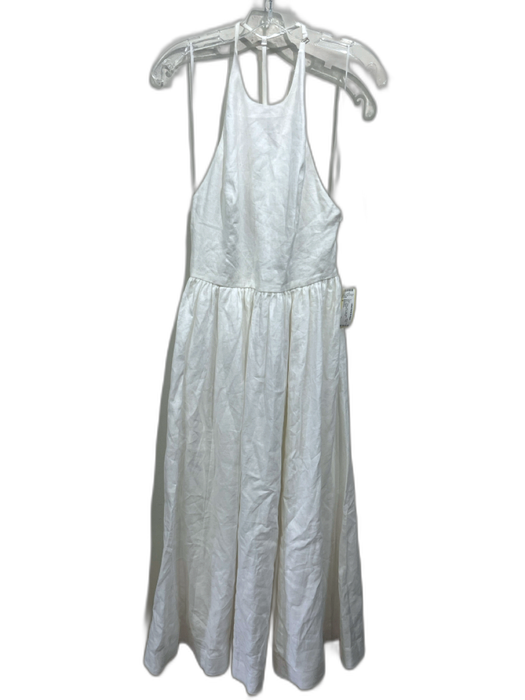 Reformation Size 6 White Linen High Neck T Back Midi Dress White / 6