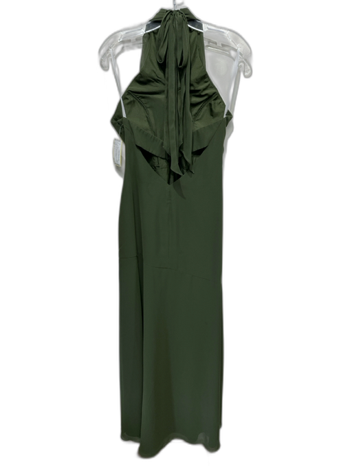 Revelry Size 8 Olive Green Polyester Halter Cut Out back Side Slit Gown Olive Green / 8