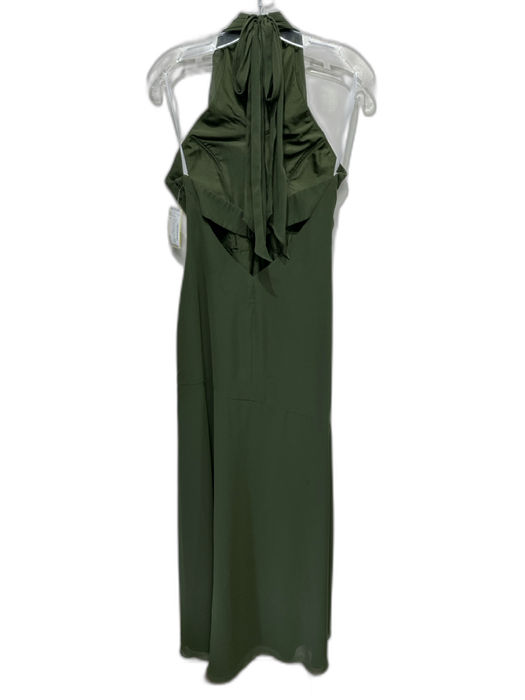 Revelry Size 8 Olive Green Polyester Halter Cut Out back Side Slit Gown Olive Green / 8