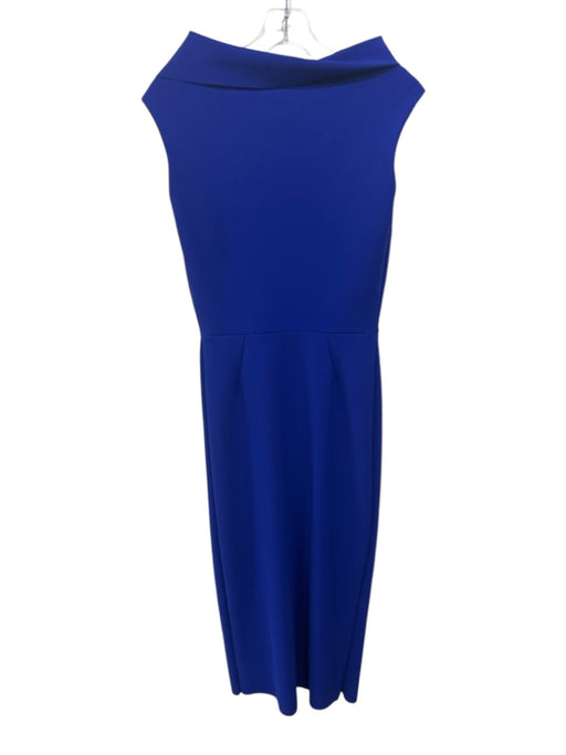 Chiara Boni Size 6 Dark Blue Polyamide & Elastane Sleeveless Ruffles Midi Dress Dark Blue / 6